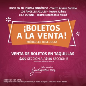 Anuncia Seculta puntos de venta de boletos para conciertos de Julio, mes de la Guelaguetza